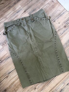 Christian Dior Khaki Green Buckle Cargo Skirt